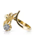 14k geltono aukso Žirkoniai Žiedas Vintage vrc095y